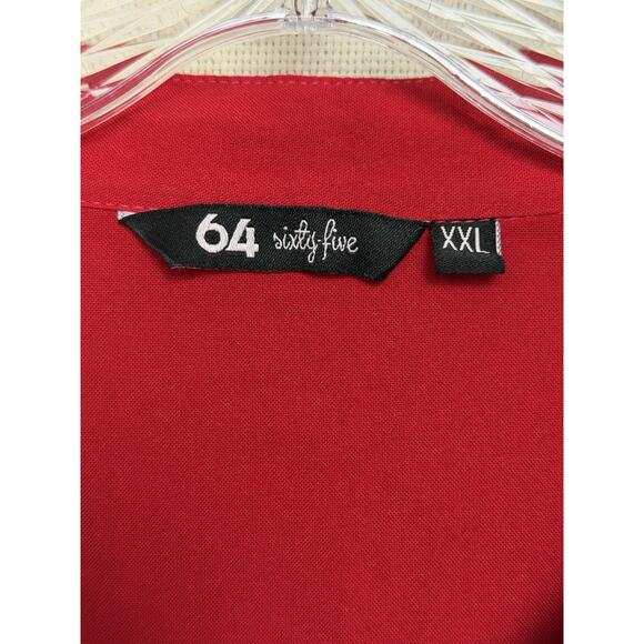 64 Sixty-Five XXL Red Embroidered Top Boho Blouse V-neck Tunic Long Full Sleeves - Picture 9 of 16